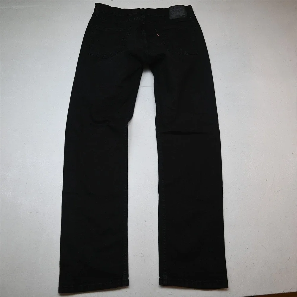 Levis 34x34 Black Stretch Denim 505 Straight Mens Jeans